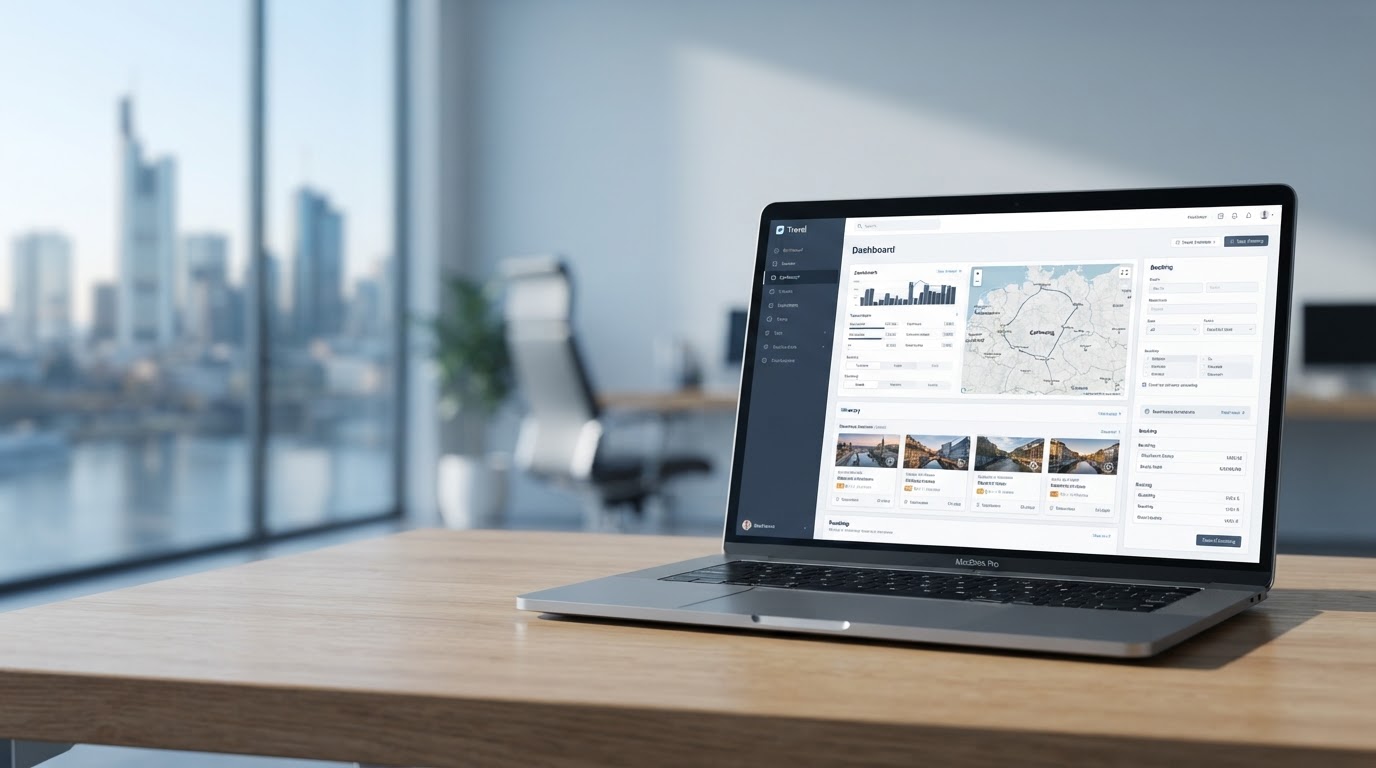ReizentraKI Dashboard-Vorschau mit Datentrends und Analyseoberfläche